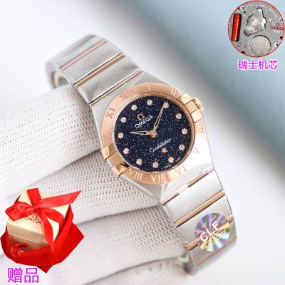 Omega Constellation Imported Quartz Swiss Movement 28mm Diamond Bezel Women Fake Watch